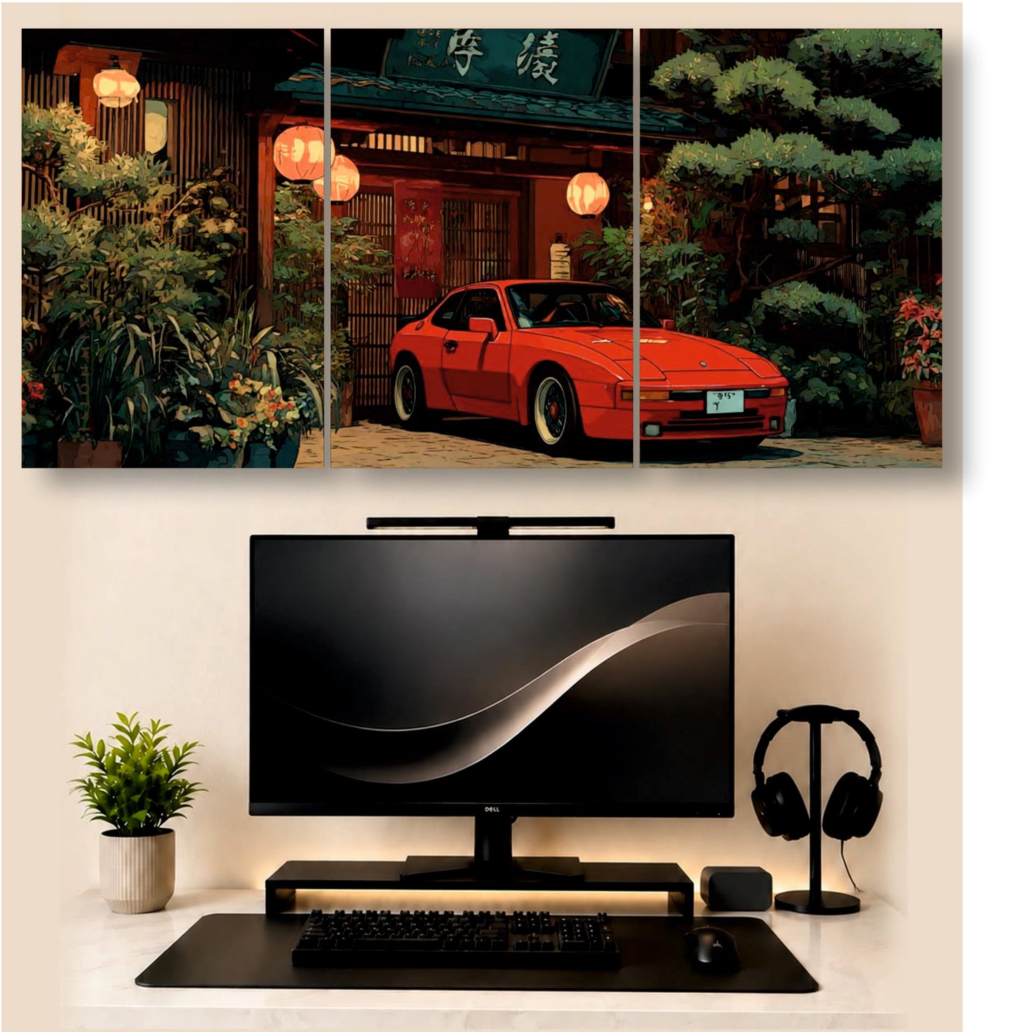Red Car Asethetic | 3 - Piece Split Poster | PosterDrip