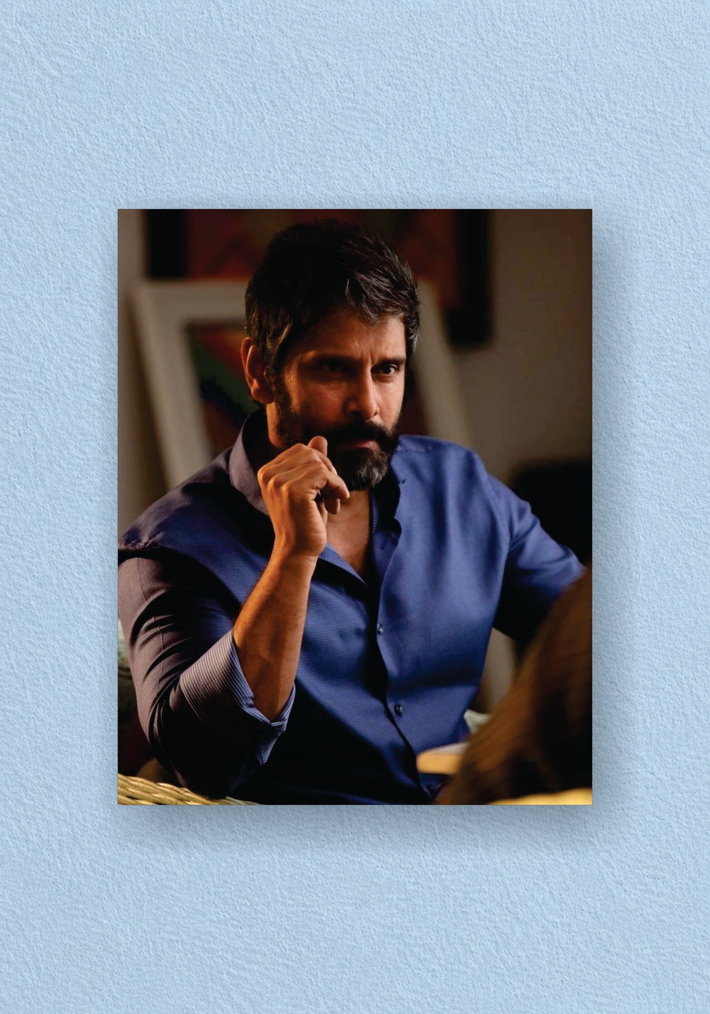 Chiyaan Vikram - Candid Portrait Poster – Blue Shirt Edit