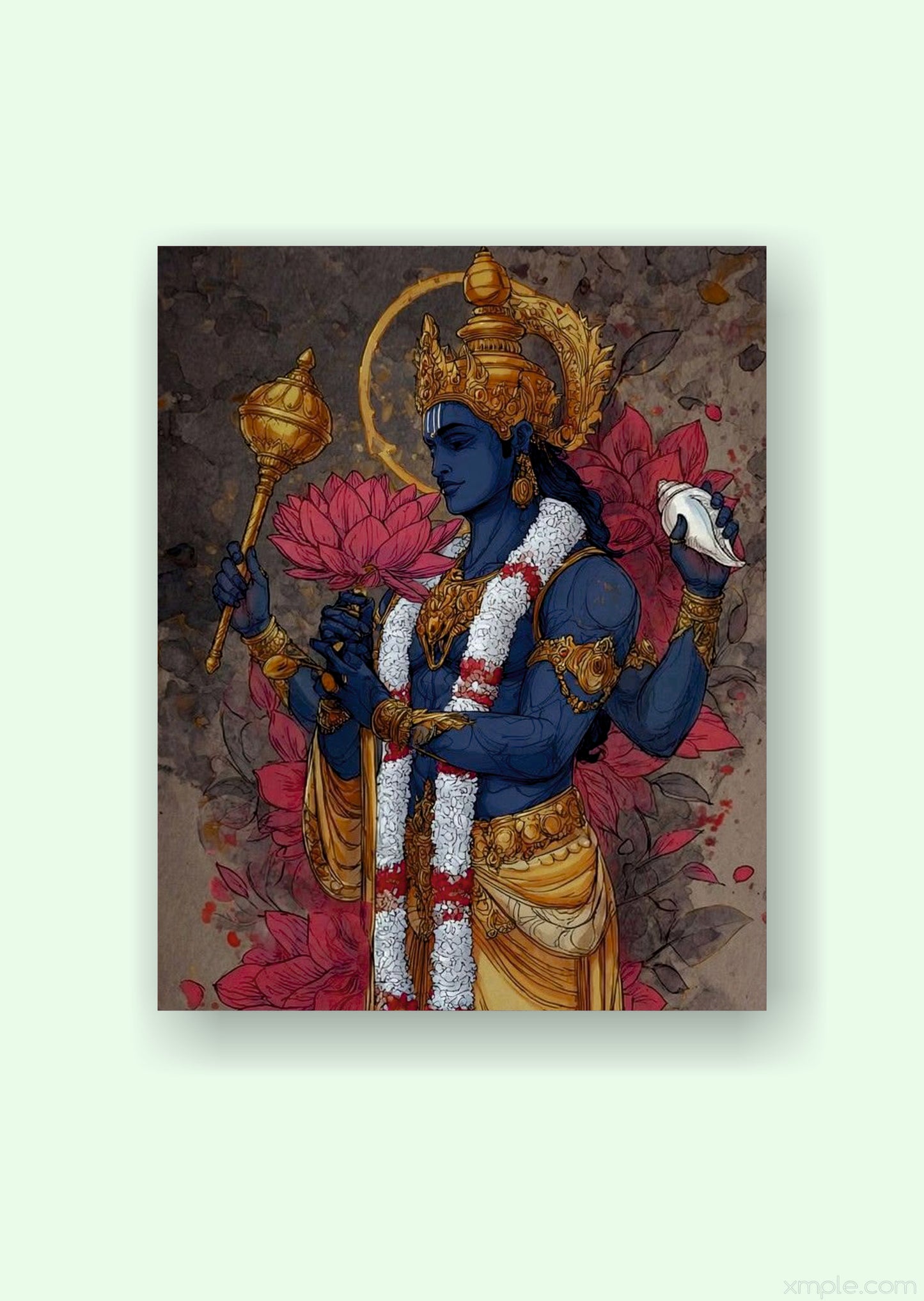 Lord Narayana Divine Lotus Mythology Poster
