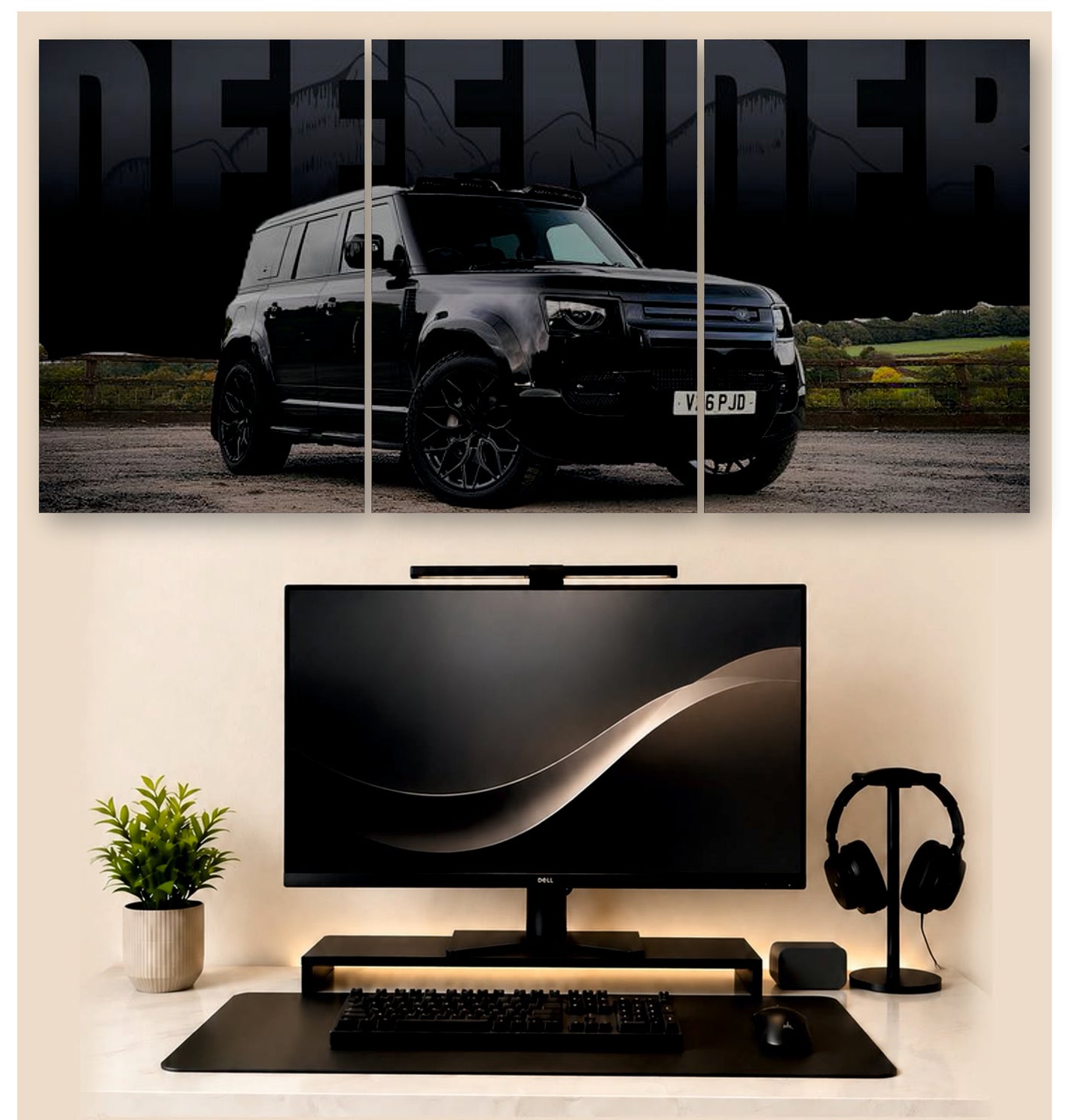 Defender Forest Trail – 3-Piece Split Wall Art | Off-Road SUV Decor