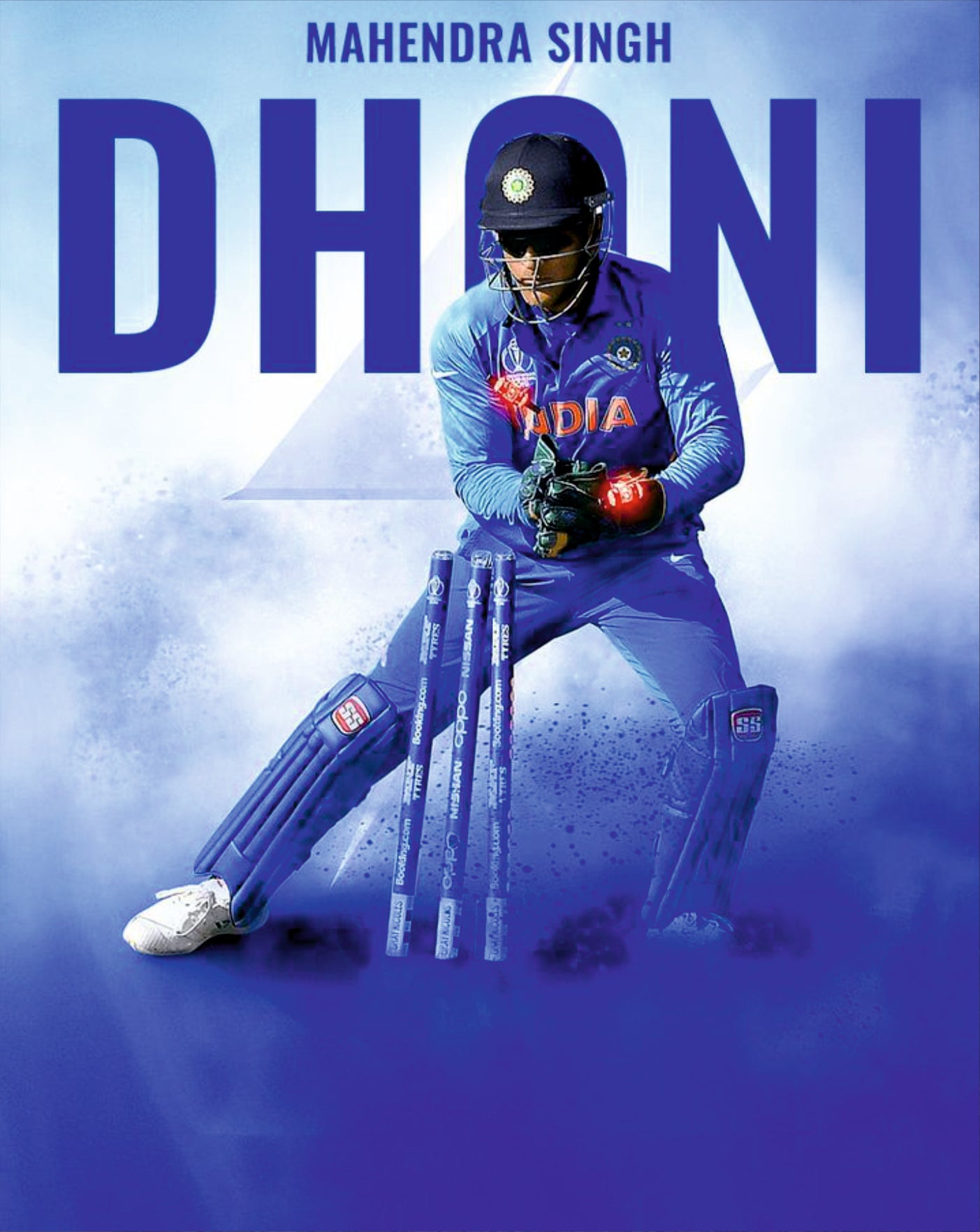 MS Dhoni Team India Wicketkeeper Poster | Cricket Wall Art