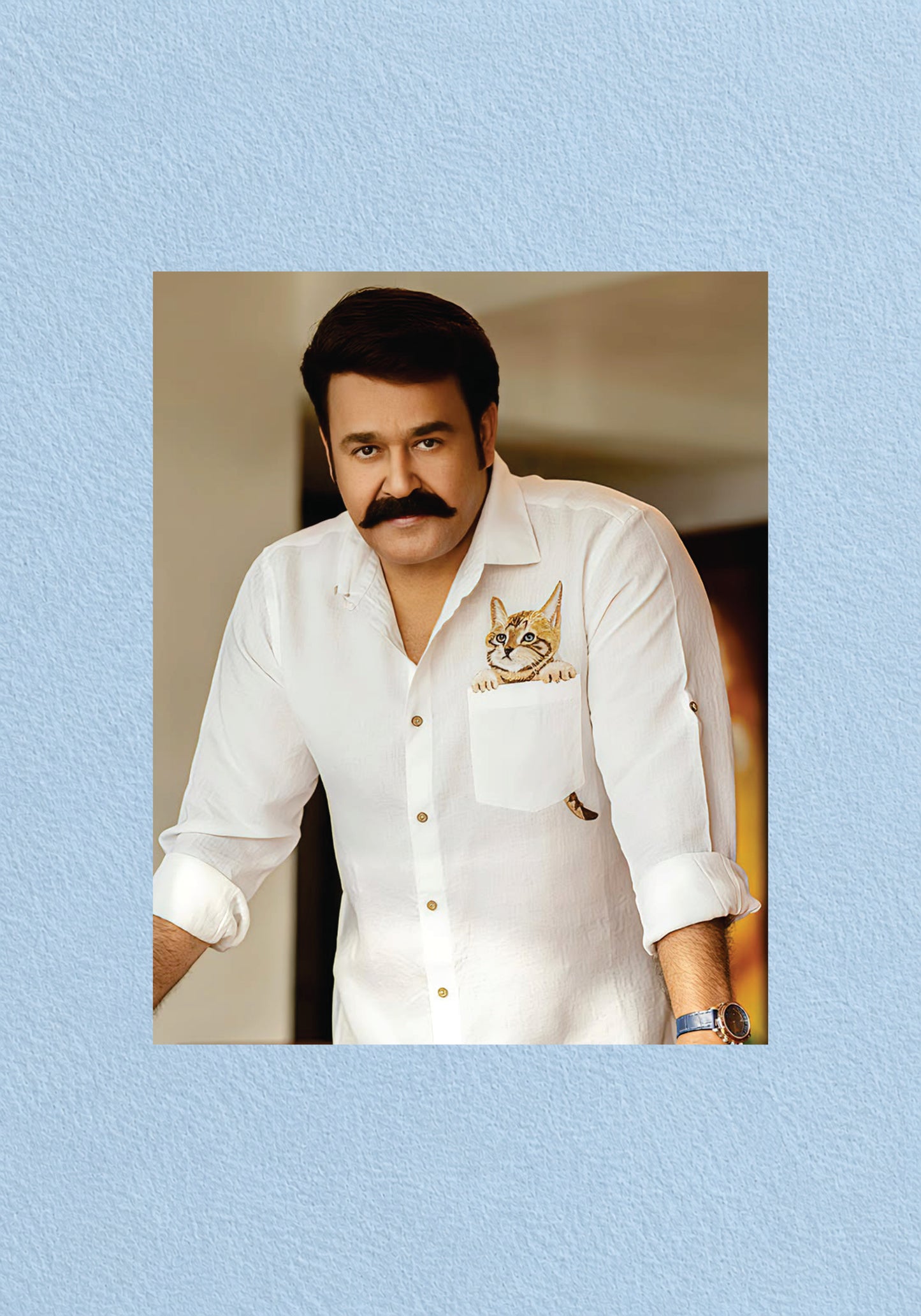 Mohanlal White Shirt Classic Malayalam Cinema Portrait Poster – POSTERDRIP