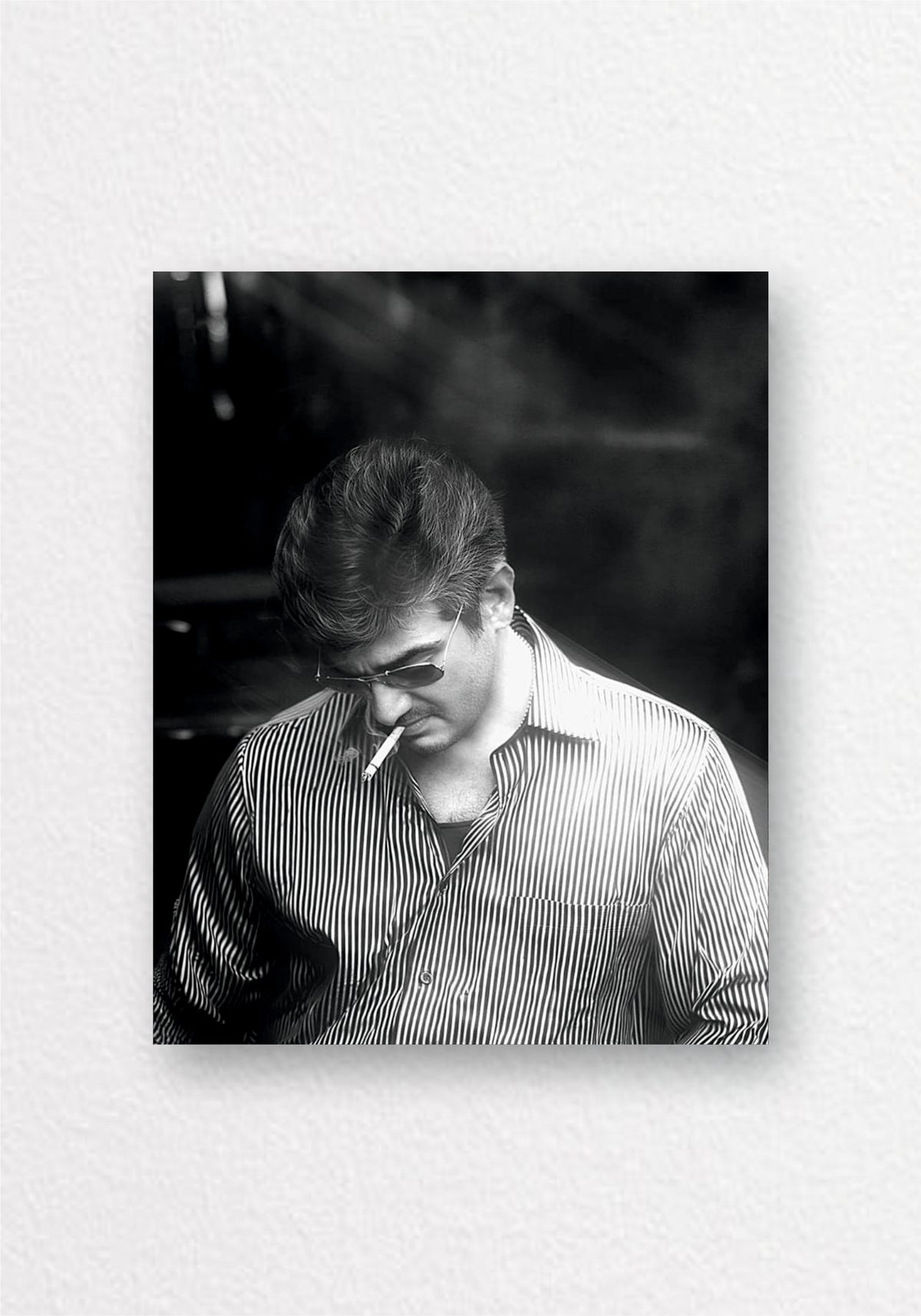 Ajith Kumar Smoking Monochrome Poster | Tamil Cinema Wall Art