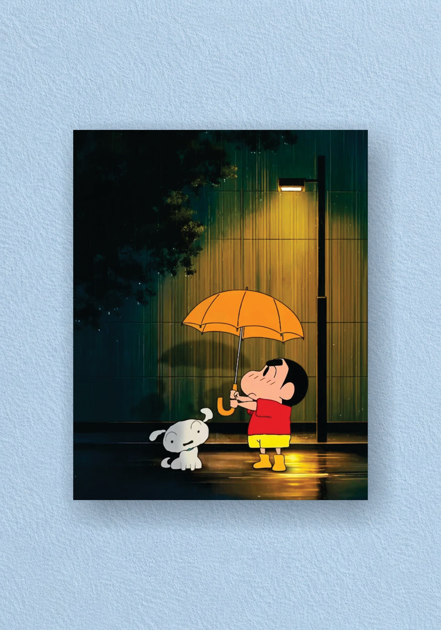 Shinchan Rainy Night Umbrella Poster