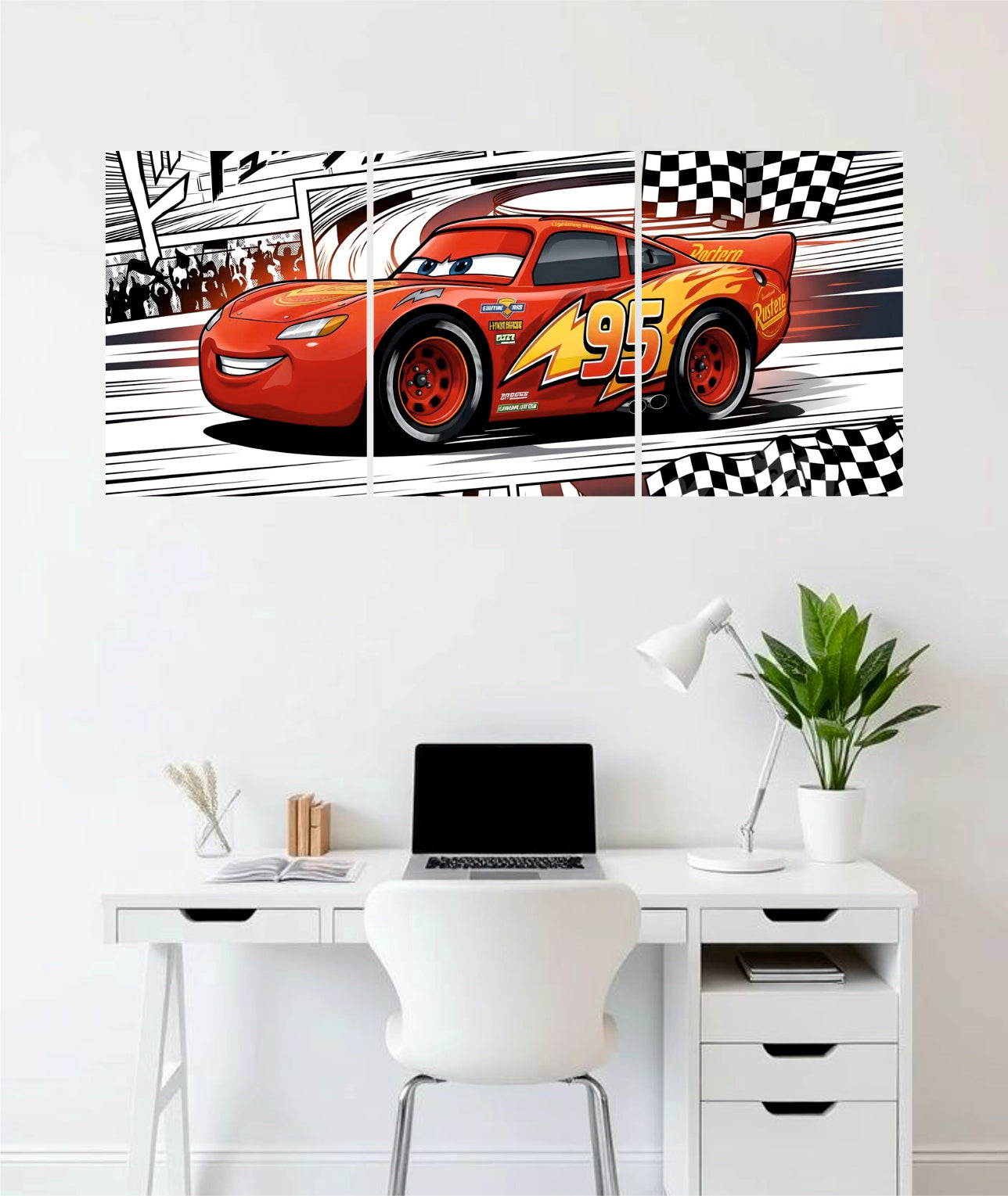 Lightning McQueen – 3-Piece Split Wall Art