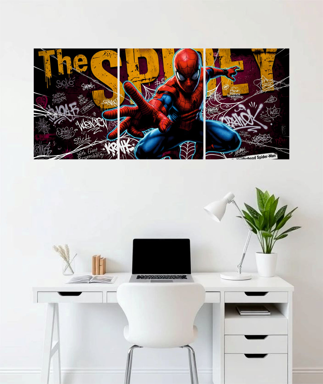 Spider-Man graffiti 3-piece split wall art poster India – PosterDrip