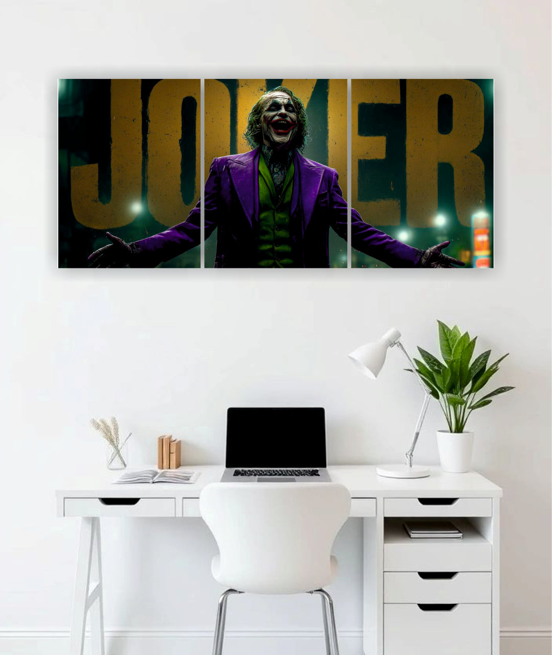 Joker laughing purple 3-piece split wall art poster India – PosterDrip