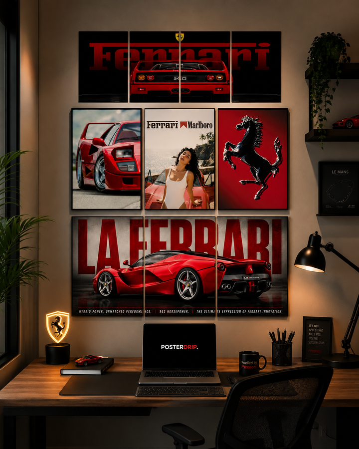 Ferrari Legends Wall Set | 10-Piece Red Icon Poster Combo