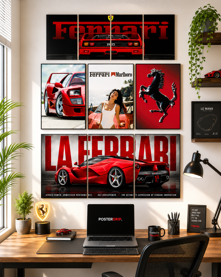 Ferrari Legends Wall Set | 10-Piece Red Icon Poster Combo