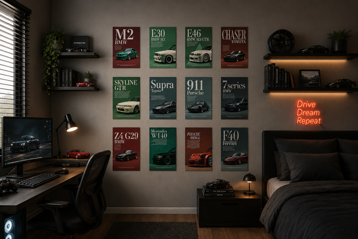 Tuner Icons Wall Set | 12-Piece JDM & Euro Car Poster Combo