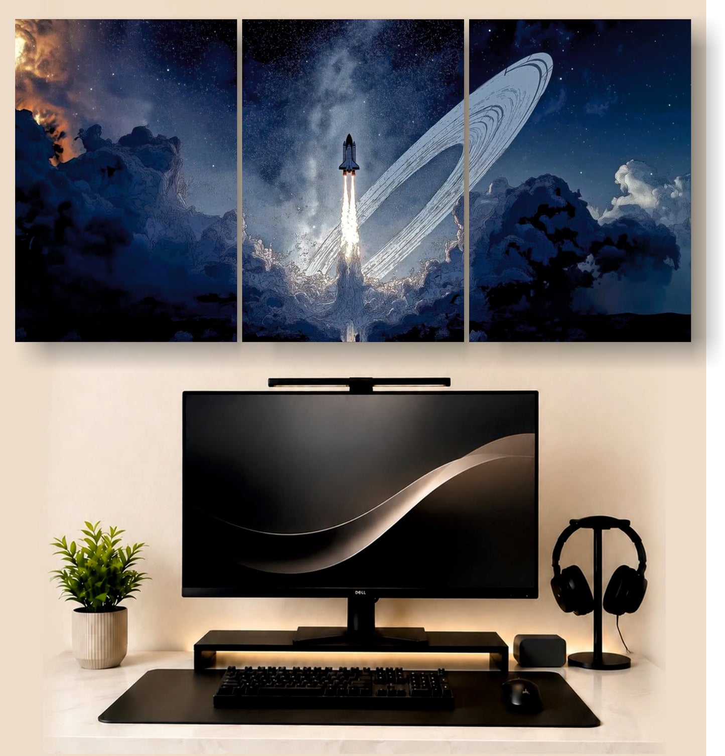Interstellar Rocket Movie  | 3 - Piece Split Poster | PosterDrip