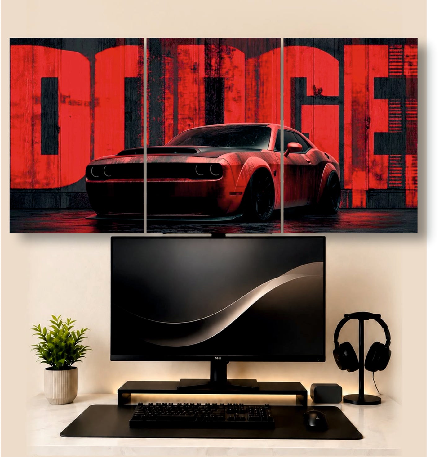Dodger Red Car | 3 - Piece Split Poster | PosterDrip