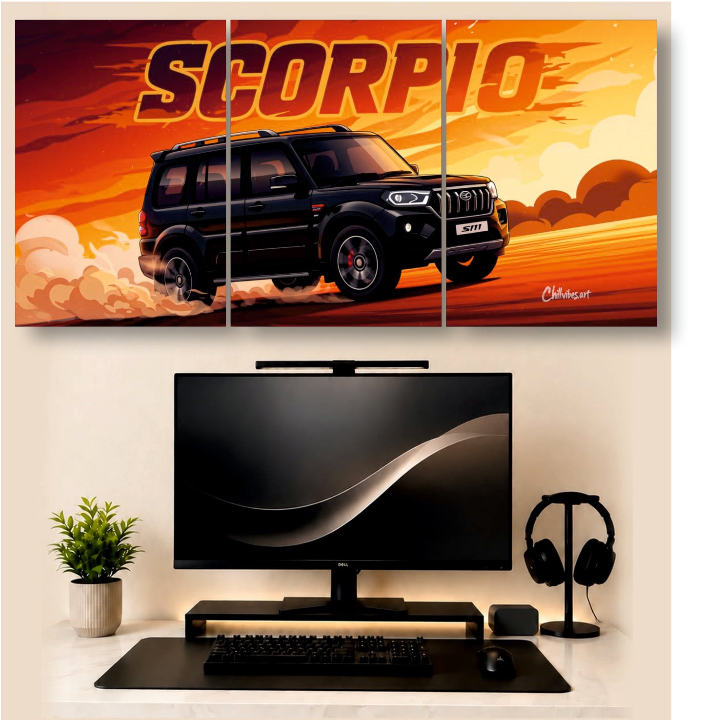 Scorpio Black Car | 3 - Piece Split Poster | PosterDrip