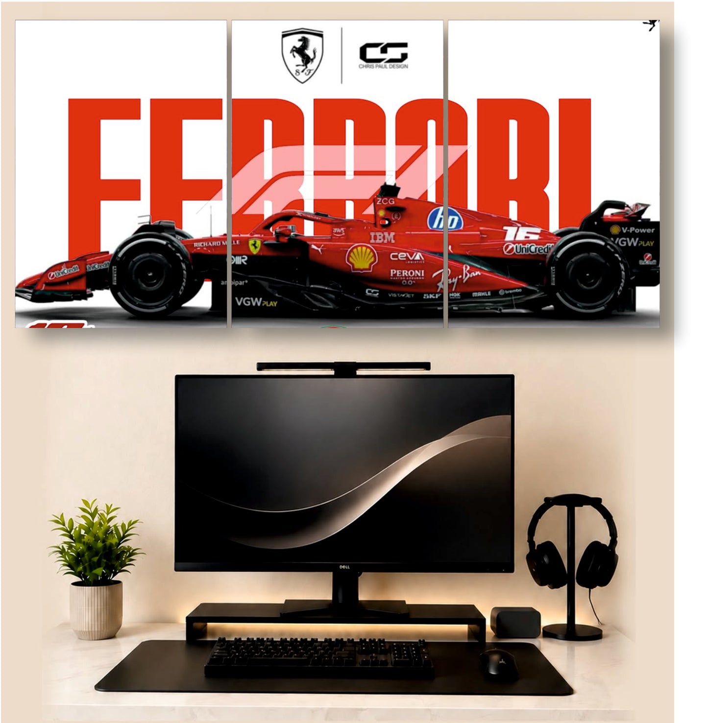 Ferrai F1 Car | 3 - Piece Split Poster | PosterDrip