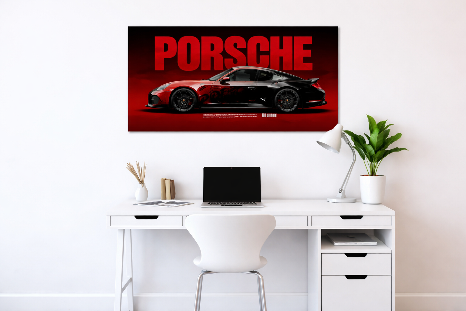 Porsche 911 Bold Red Art Poster | Supercar Wall Art