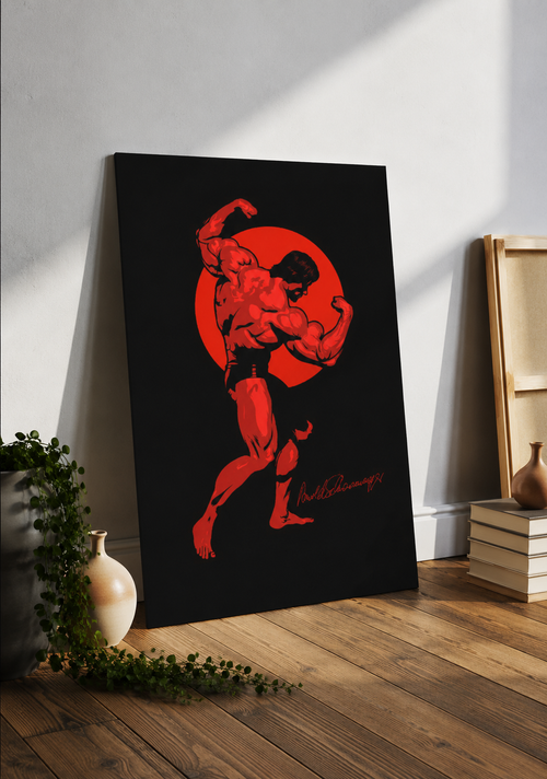 Red Sun Bodybuilder – Classic Gym Art Poster | Wall Art