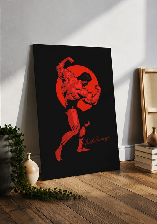 Red Sun Bodybuilder – Classic Gym Art Poster | Wall Art