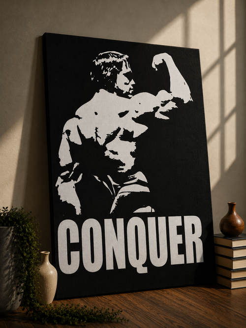 Conquer – Bodybuilder Silhouette Gym Motivational Poster | Wall Art