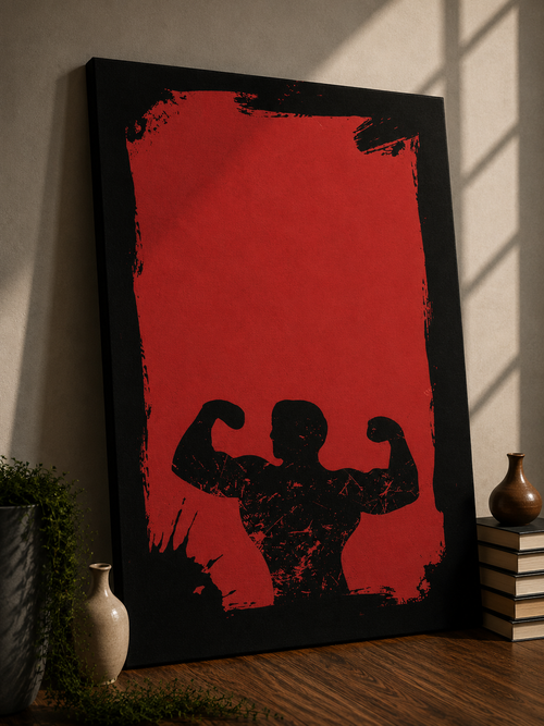 Red Silhouette Bodybuilder – Gym Art Poster | Wall Art