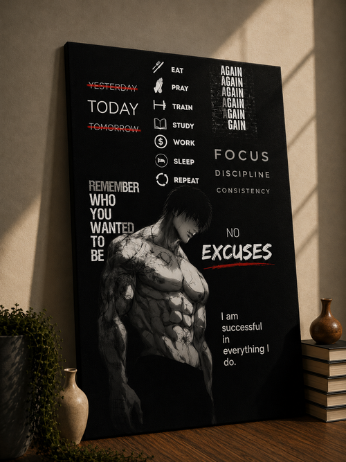 No Excuses – Focus Discipline Consistency Gym Poster | Wall Art