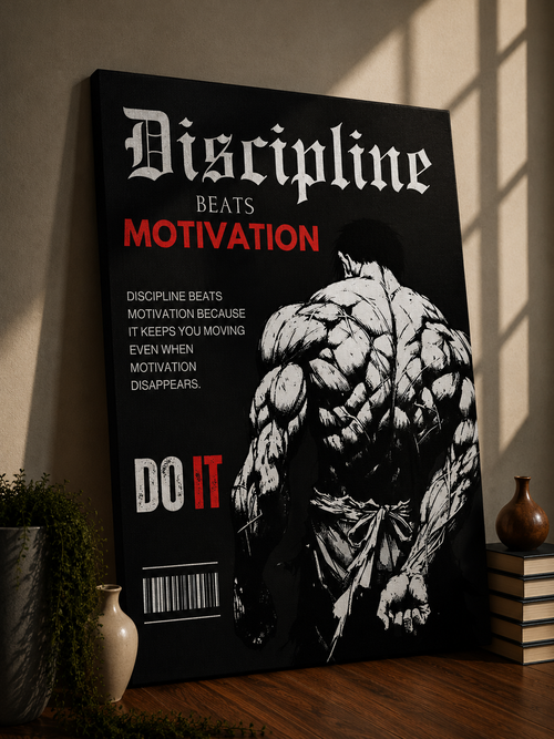 Discipline Beats Motivation – Gym Motivational Poster | Wall Art
