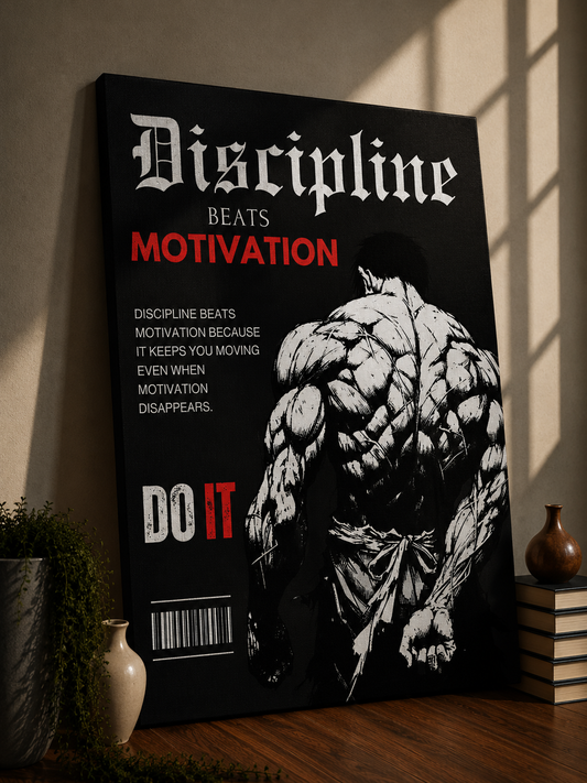 Discipline Beats Motivation – Gym Motivational Poster | Wall Art