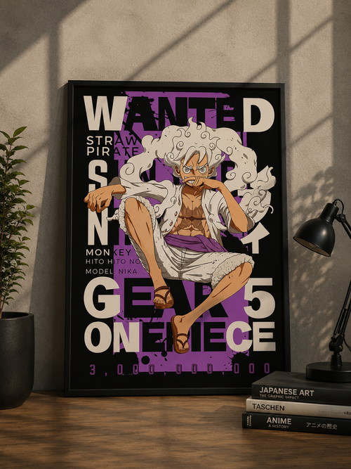 Luffy Gear 5 Nika Wanted Poster One Piece Purple