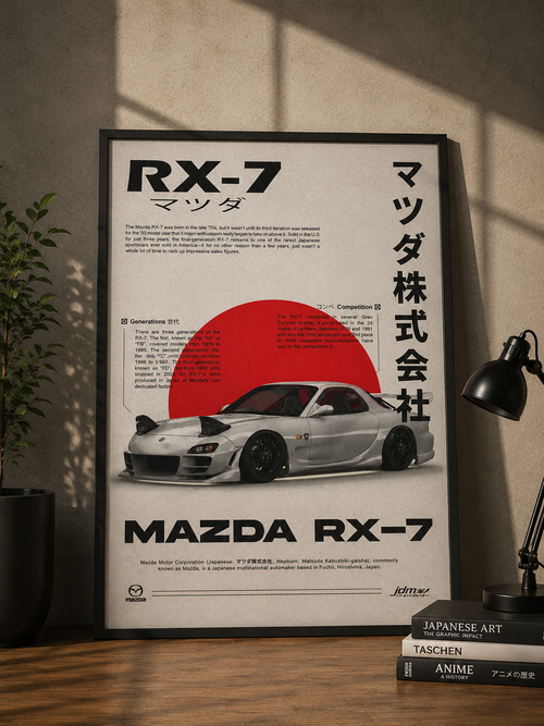 Mazda RX-7 JDM Japanese Car Retro Art Poster