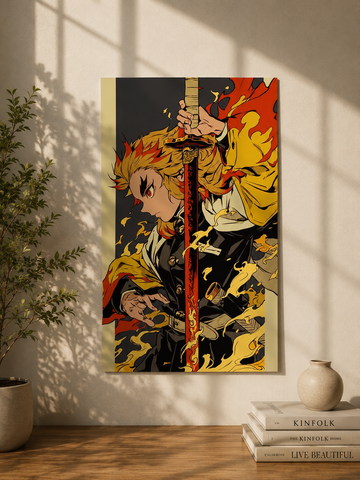 Rengoku Flame Hashira Demon Slayer Anime Poster