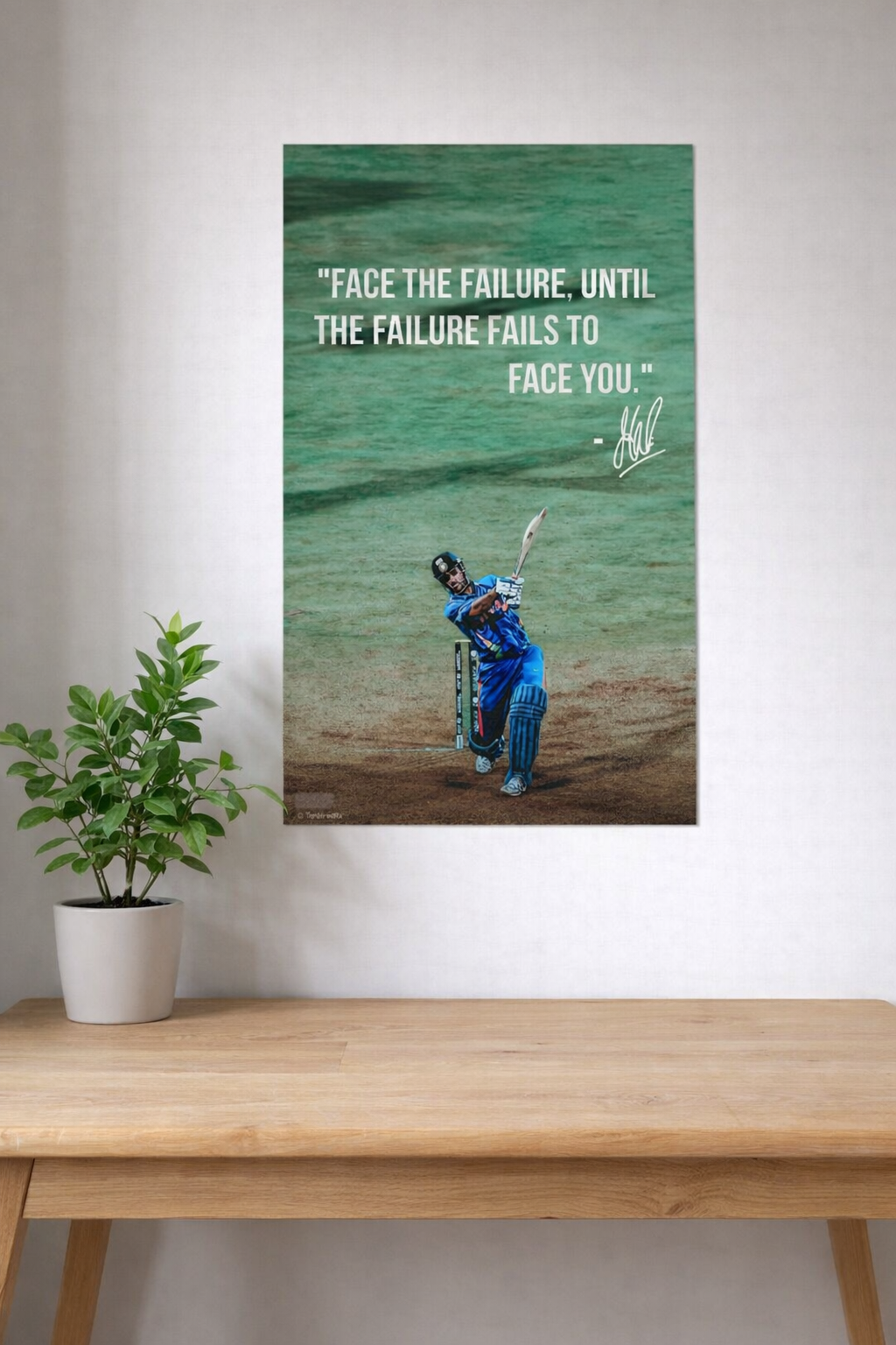 MS Dhoni Motivational Quote Cricket Poster | Face The Failure