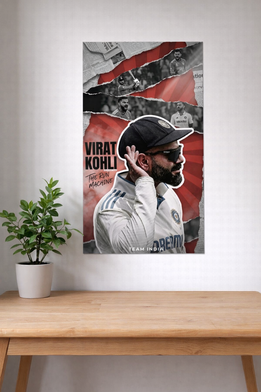 Virat Kohli Gold Signature Collage Cricket Poster | King Kohli Wall Art