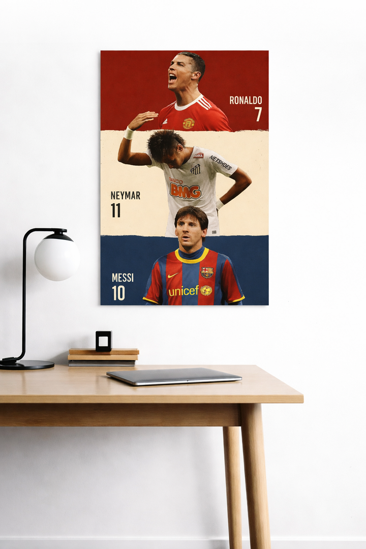 Ronaldo Neymar Messi trio football legends poster India – PosterDrip
