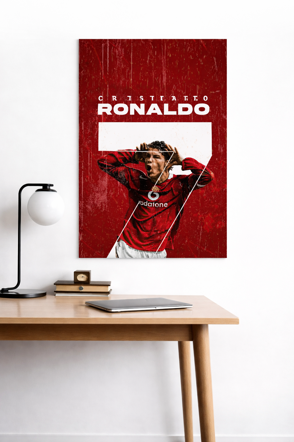 Cristiano Ronaldo Manchester United #7 Vintage Red Football Poster