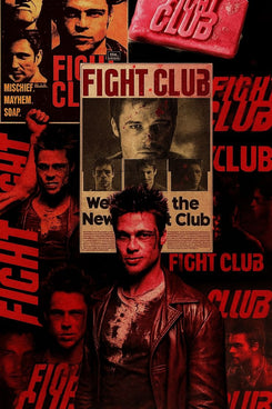 Fight Club First Rule Grid Collage Grunge Movie Poster