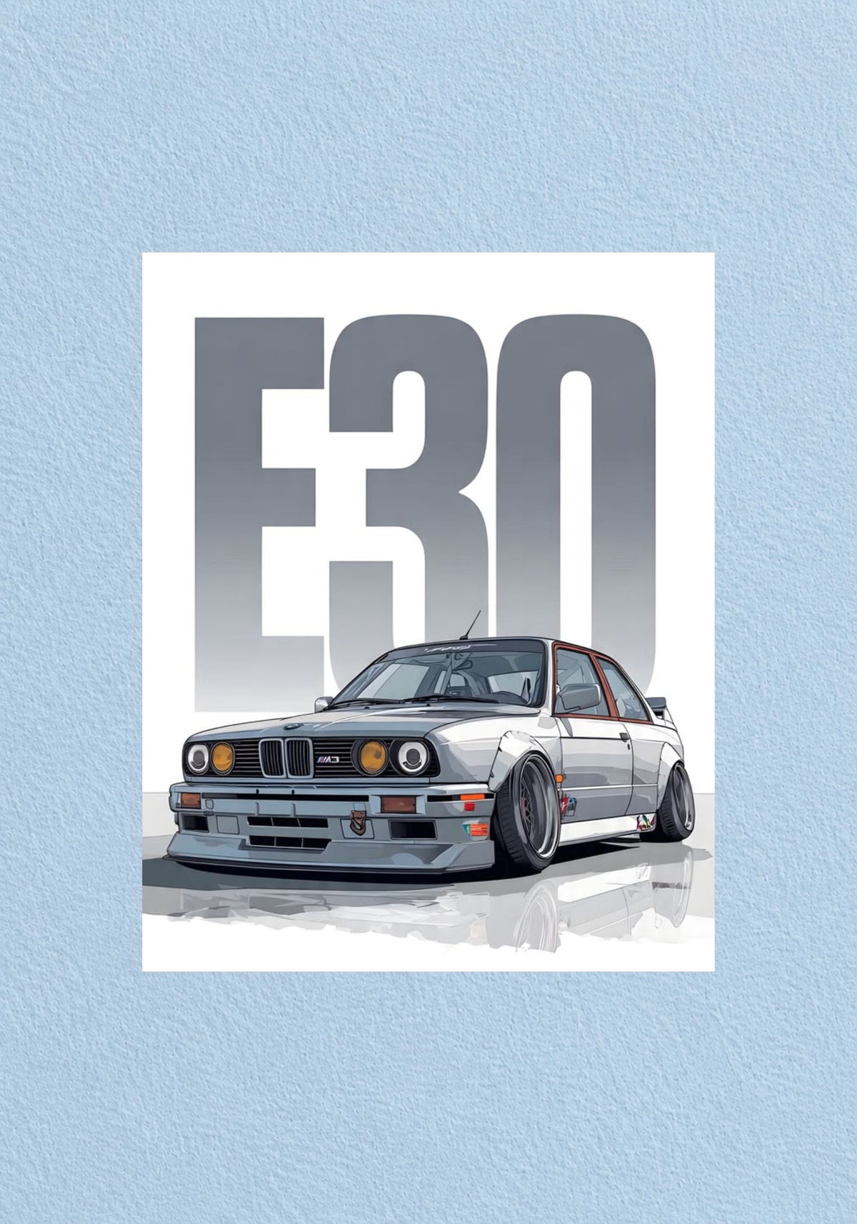 BMW E30 Line Art Poster
