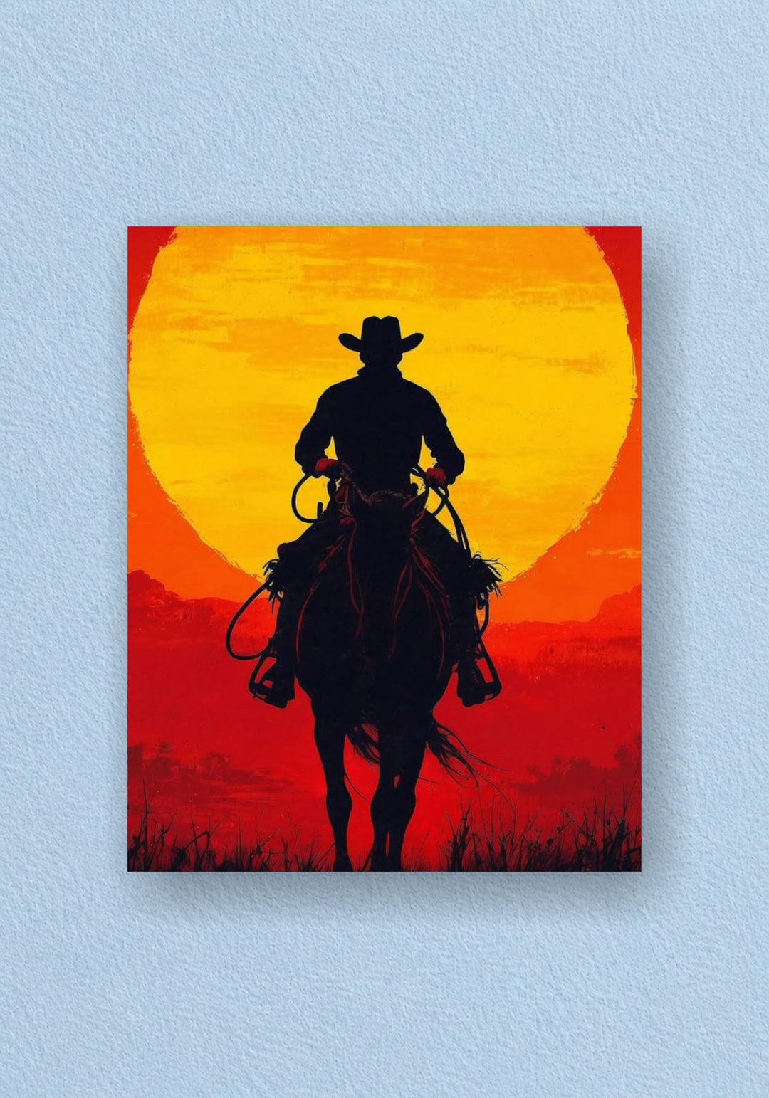 Lone Cowboy Sunset Poster