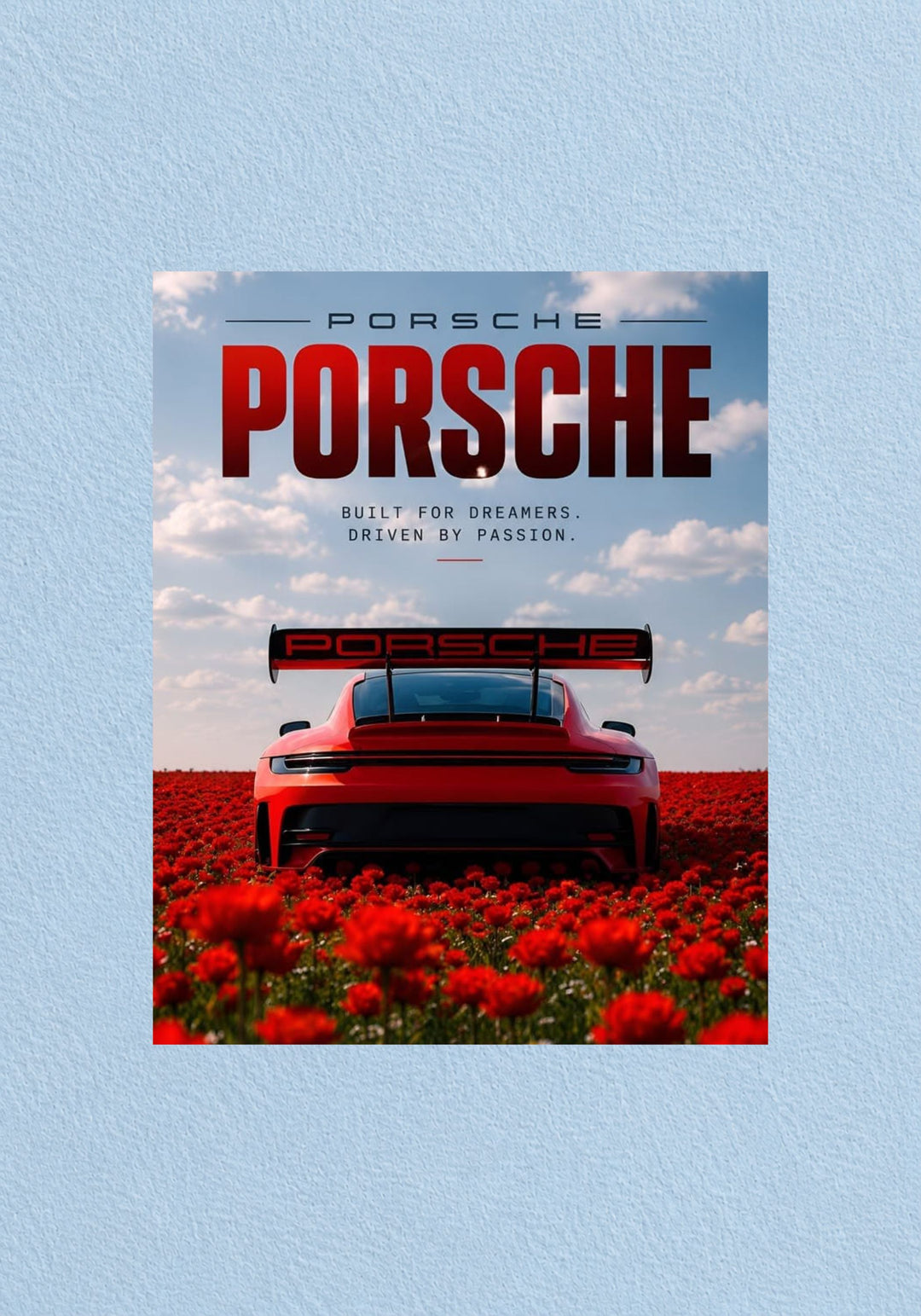 Porsche Red Floral Poster