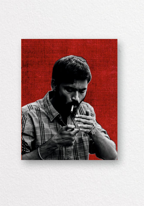 Dhanush Monochrome Smoke Scene Poster | Tamil Film Wall Art