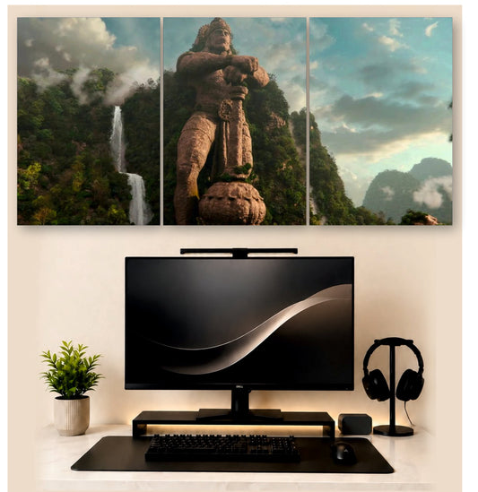 Hanuman Mountain Statue – 3-Piece Split Wall Art | Devotional Decor