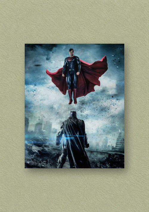 BatMan vs SuperMan Rivarly | Hero Skyline Poster