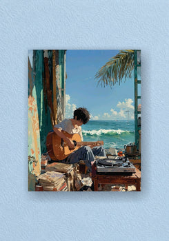 Guitar By The Sea Aesthetic Poster