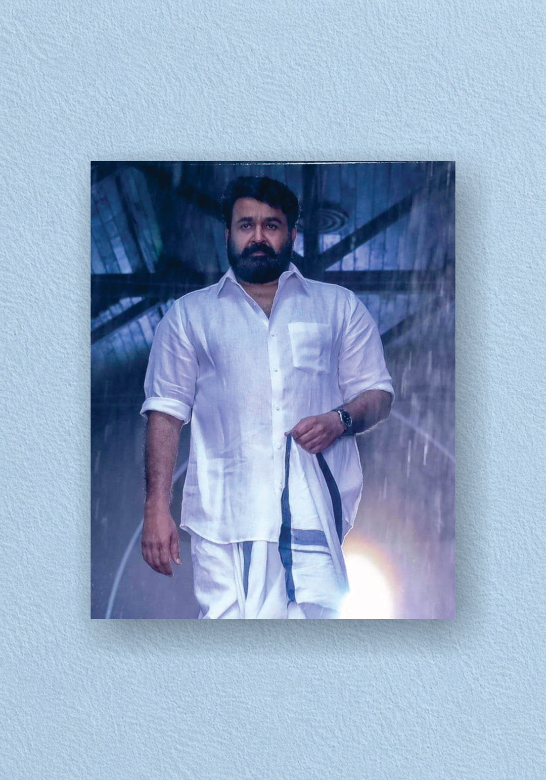 Mohanlal White Mundu Rain Poster