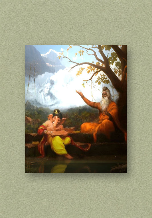 THE EPIC BEGINS: VYASA DICTATING TO LORD GANESHA