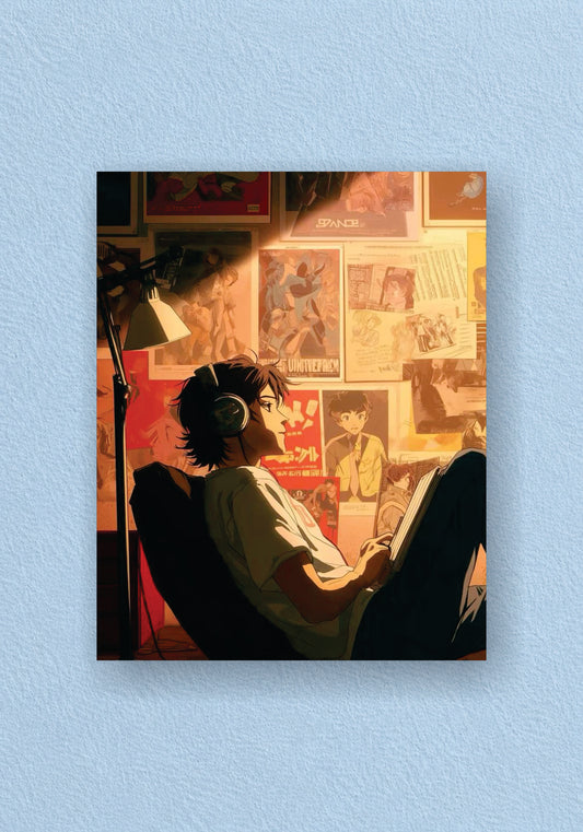 Anime Retro Room Headphones Poster