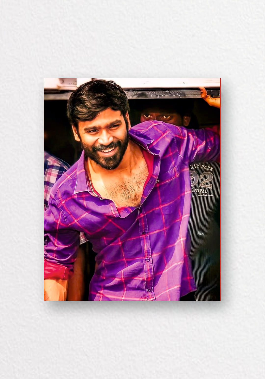 Dhanush Purple Shirt Smile Poster | Tamil Cinema Wall Art