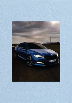 Blue Skoda Superb Night Poster