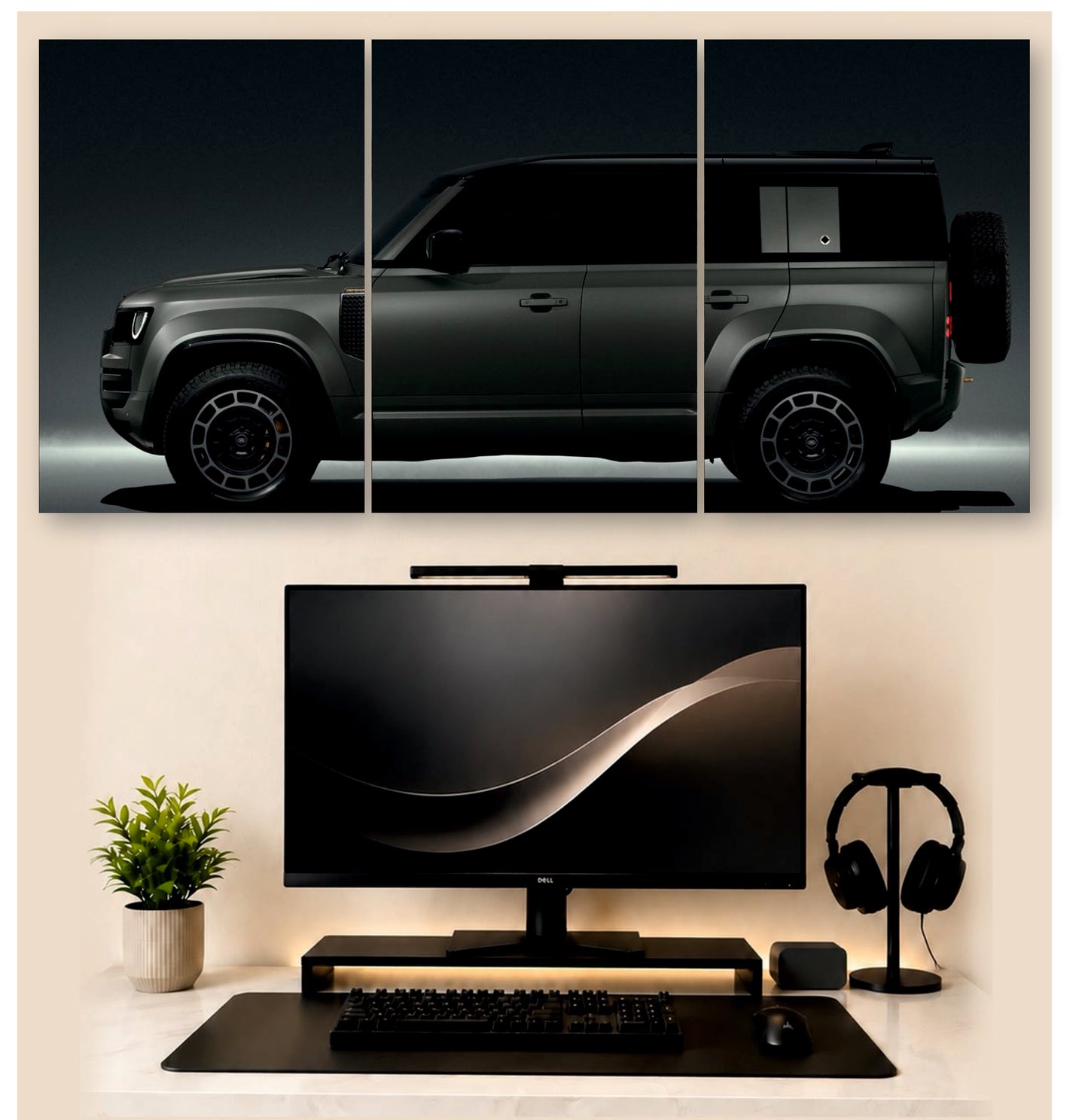 Defender Urban Camo – 3-Piece Split Wall Art | Off-Road SUV Decor