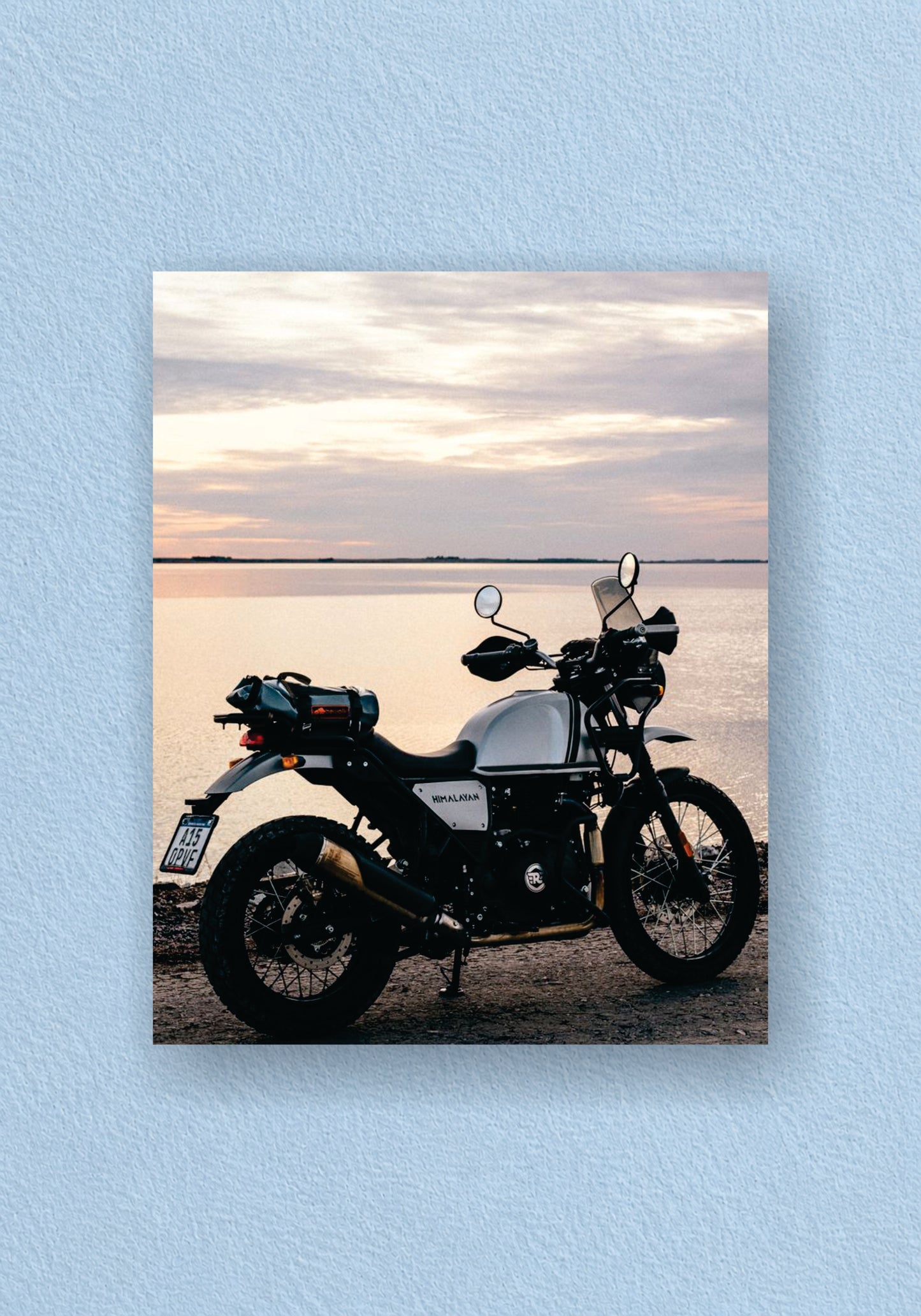 Royal Enfield Himalayan Lakeside Sunset Motorcycle Poster – POSTERDRIP