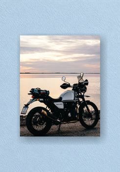 Royal Enfield Himalayan Lakeside Sunset Motorcycle Poster – POSTERDRIP