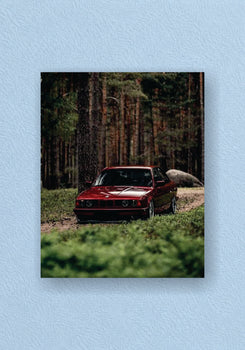 Maroon Classic Sedan Forest Poster